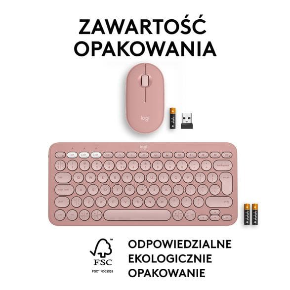 LOGITECH Pebble 2 Combo Tangentbord + Mus Set Rosa 920-012241