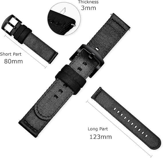 SVART NYLON KLOCKARMBAND UNIVERSAL 18mm