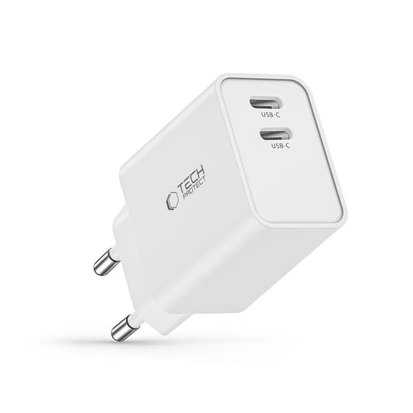 TECH-PROTECT C35W 2-PORT NETVÆRKSOPLADDER PD35W HVID