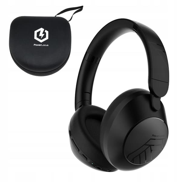 PowerLocus Orion Sorte Trådløse Bluetooth Hovedtelefoner MikroAUX Etui 70 timer