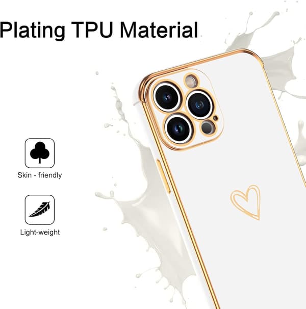 APPLE IPHONE 13 PRO SILIKONE ETUI HVIDGULD TILBEHØR HJERTE A2483