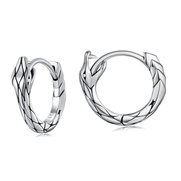 Silverörhängen med ouroboros-orm, ringar och spännen, silver 925