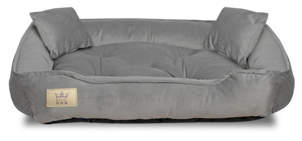 Hundeseng 100x75 cm velour grå