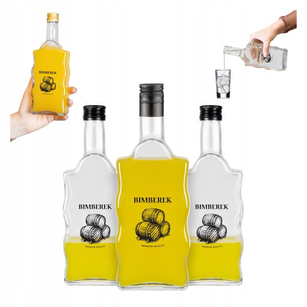 5x Flaskor JULKLAPP Fala 500ml med tryck för BIMBEREK PREMIUM