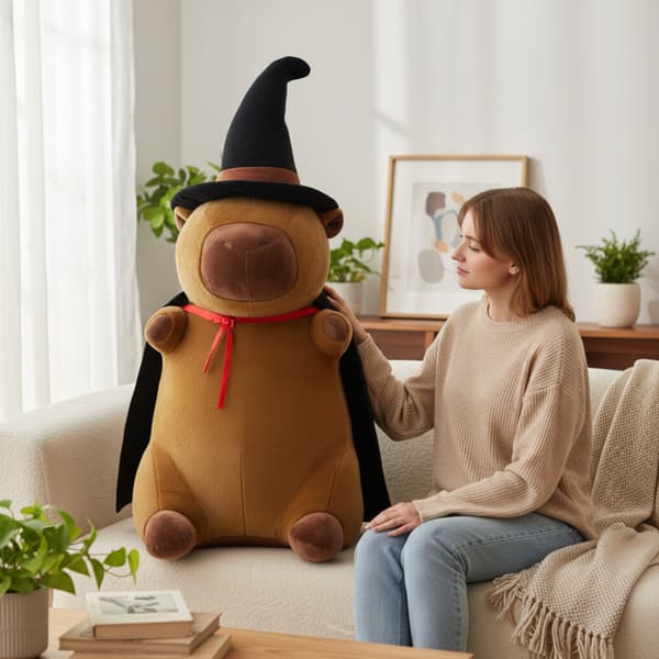 Stor plyslegetøjspude tryllekunstner Capybara 100cm