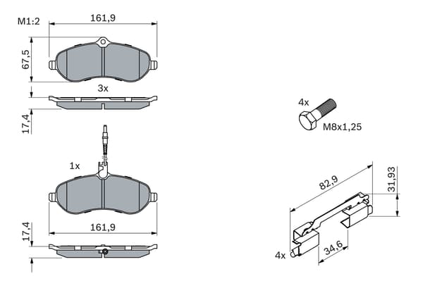 FRAMBROMSBELÄGG 0986494163 BOSCH
