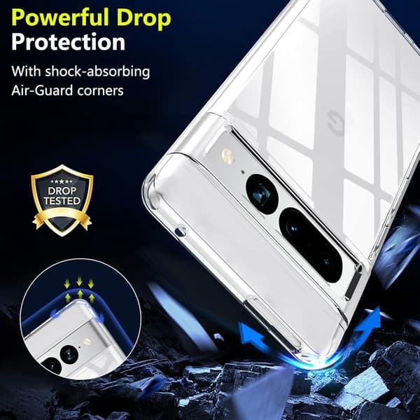 GOOGLE PIXEL 7 PRO -PUHELIMEN SILIKONINEN LÄPINÄKYVÄ VAHVA SUOJA GE2AE GP4BC