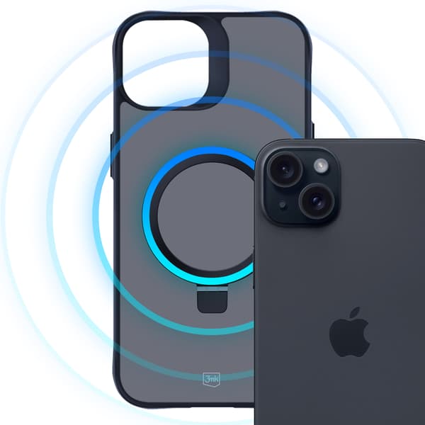 Apple iPhone 15 plus - 3mk Smoke-skal Mag&Stativ