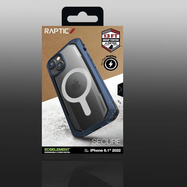Raptic X-Doria Secure Case iPhone 14 med MagSafe-skyddsskal blå