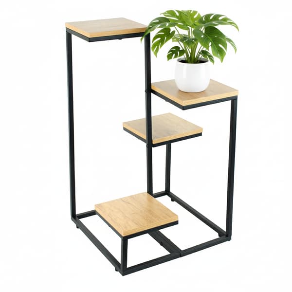 Fritstående blomsterstativ til blomster og planter, 4 niveauer, metal, rustik, 76 cm