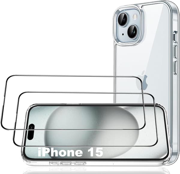 SILIKONE ETUI TIL APPLE IPHONE 15 6.10" + 2x HÆRDET GLAS