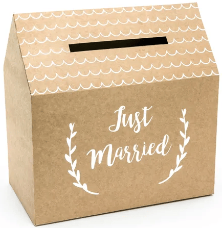 Just Married kraftkuvertlåda 30x30 5x16cm