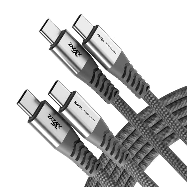 2x USB C TIL USB C HURTIGOPLADNINGSKABEL GRÅ 100W 20V 5A 2M