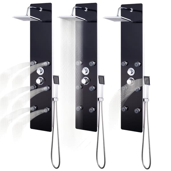 vidaXL brusepanel, glas, 25 x 44,6 x 130 cm, sort