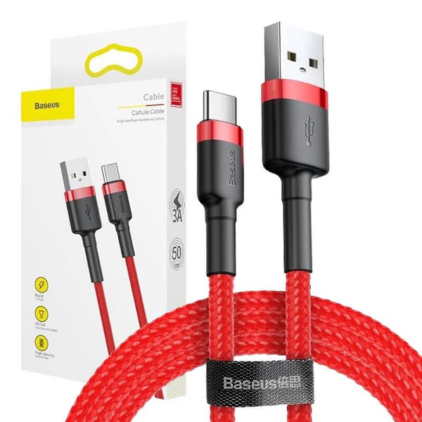Baseus Cafule 3A USB-C-kaapeli 1m (punainen)
