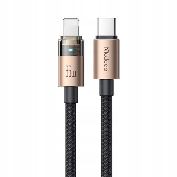 MCDODO USB-C-KABEL SNABBLADDNING FÖR IPHONE LIGHTNING 36W 1M LED GULD