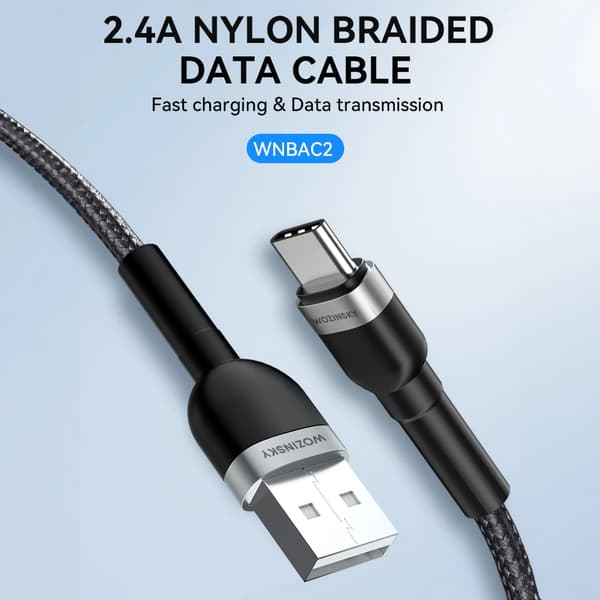 Wozinsky WNBAC2 USB-A / USB-C 2.4A -kaapeli 2 m - musta