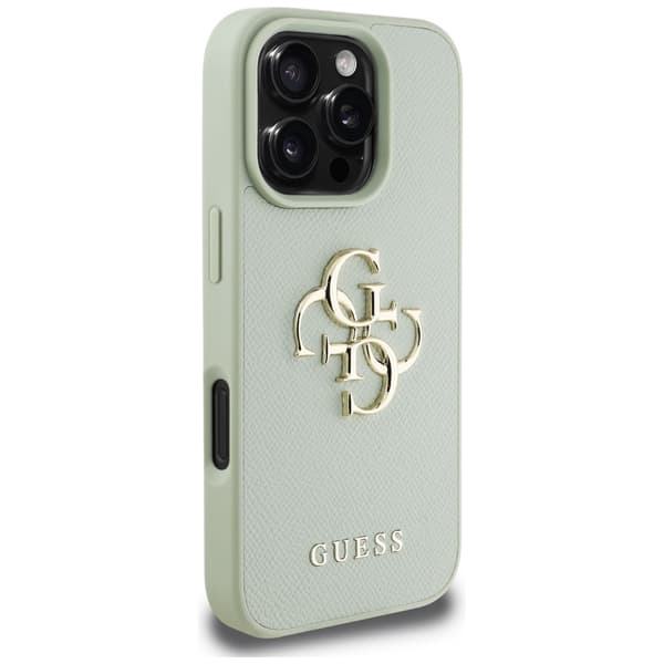 Guess Grained Big 4G Logo Small Classic Logo cover til iPhone 16 Pro grøn