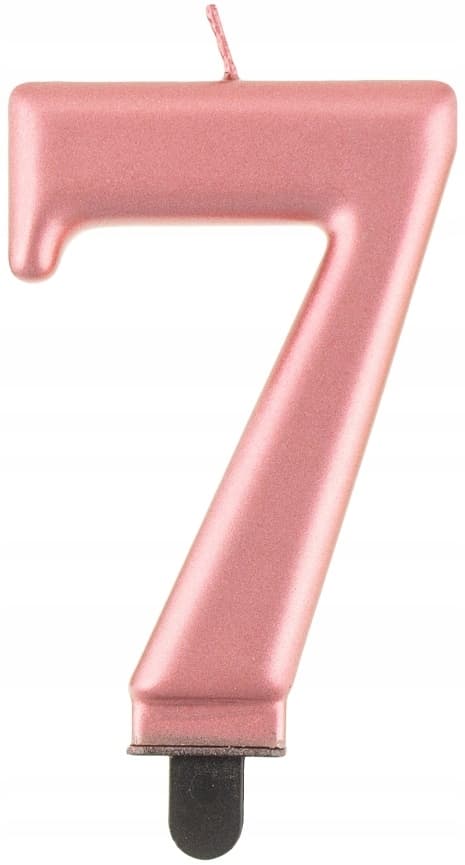 Nummer 7 ljus, roséguld, 8 cm, 1 st.