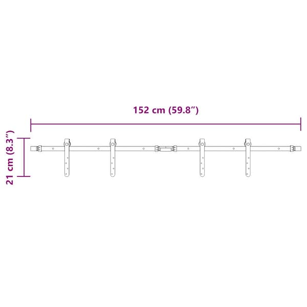 vidaXL Skjutdörrssystem för möbler, 152 cm, kolstål