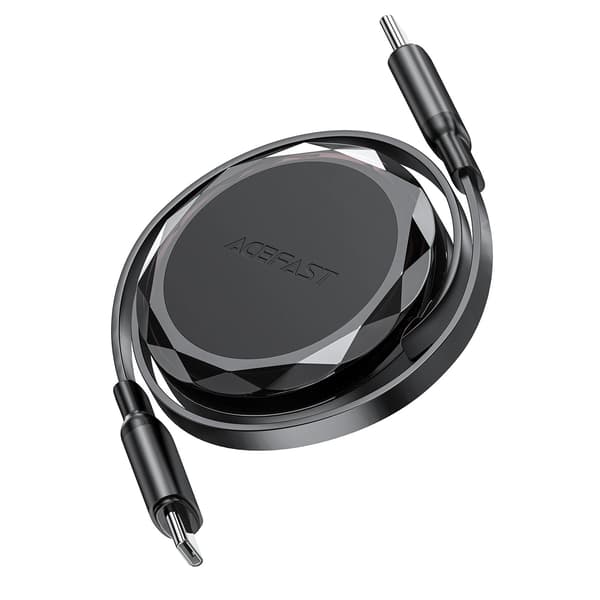 Acefast C13-03 USB-C - USB-C 60W Udtrækkeligt Kabel - Sort