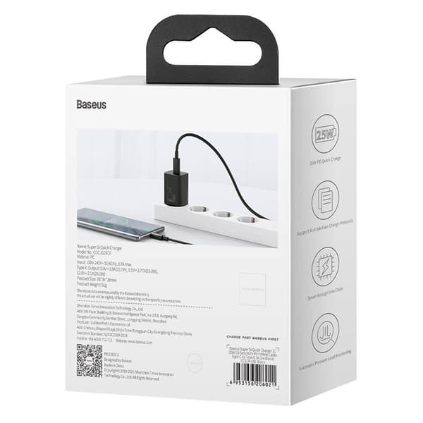 Baseus Super Si snabbladdare 1C 25W (svart)
