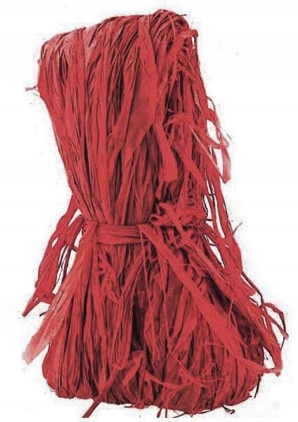 Dekorativ raffia, röd 100g, 1 st.