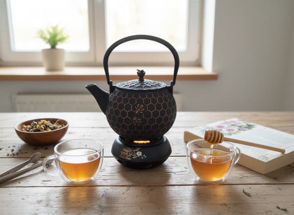 Støbejernskedel 1,8L teinfuser + varmer + gaffel