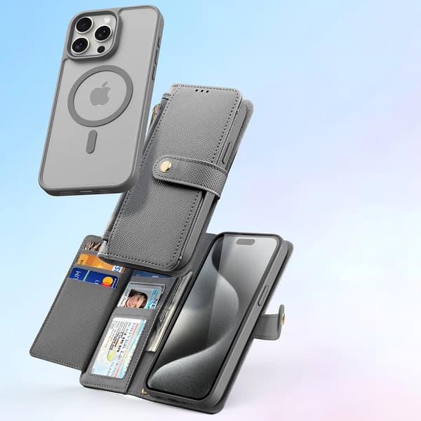 Dux Ducis Lawa Læderetui til iPhone 15 Pro Max - Grå