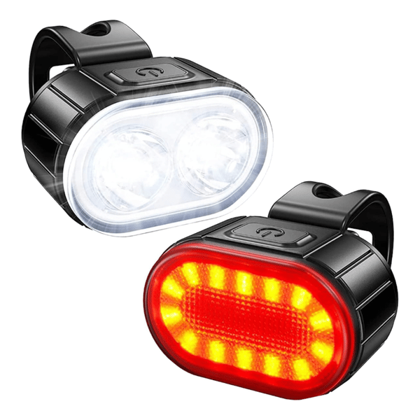 Cykellyktor LED MINI Fram Bak Vit Röd USB Ljus + gummiband