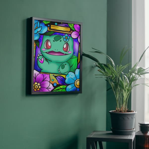 MÅLNING MED SIFFROR MED RAM Pokémon Bulbasaur målningar 40x50 cm