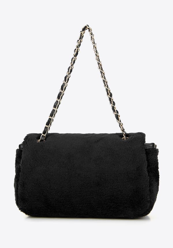 Wittchen dame crossbody-taske med pels, sort polyester