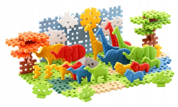 Marioinex WAFFLE mini Savanndjursklossar, 100 bitar inklusive 16 djur