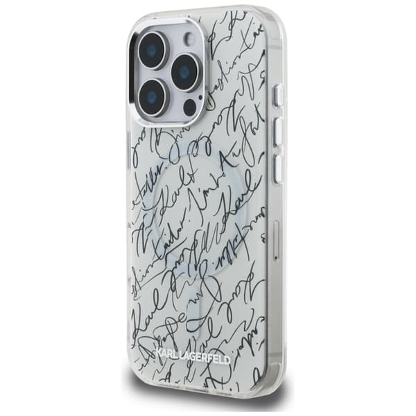 Karl Lagerfeld IML Karl Script Pattern MagSafe - iPhone 16 Pro Max-skal (vitt)