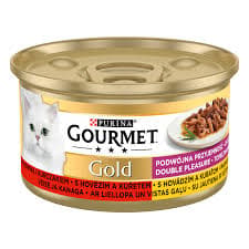 GOURMET GOLD MIX OKSEKØD-KYLLING KATTEFODER 85 g NESTLÉ PUSZ
