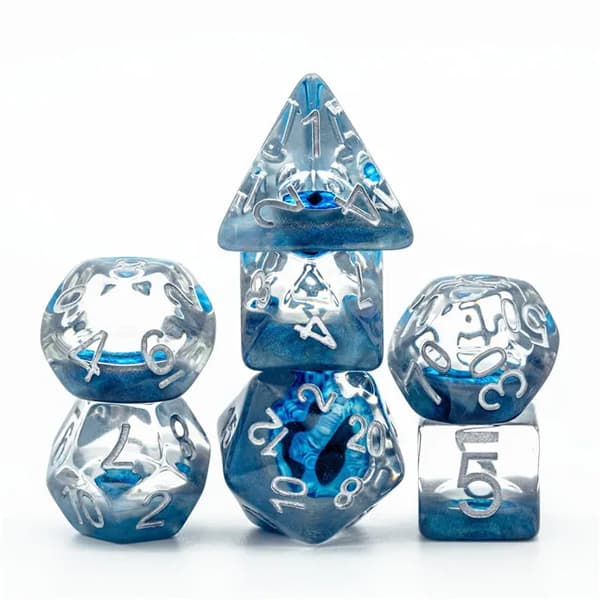 Ice Dragon Eye RPG-tärningar Set med 7 epoxitärningar