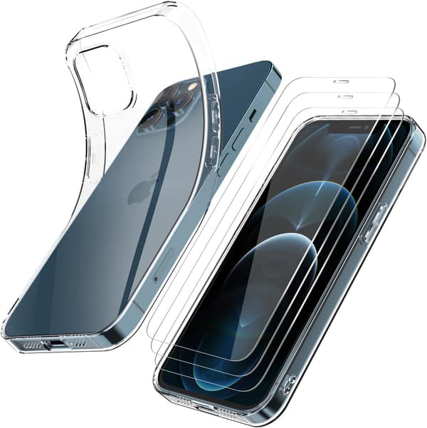 ETUI TIL APPLE IPHONE 12 PRO MAX SILIKONE + 3x HÆRDET GLAS A2410