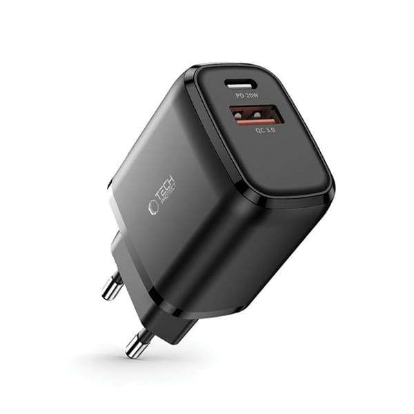 TECH-PROTECT C20W 2-PORT NETVÆRKSOPLADDER PD20W/QC3.0 SORT