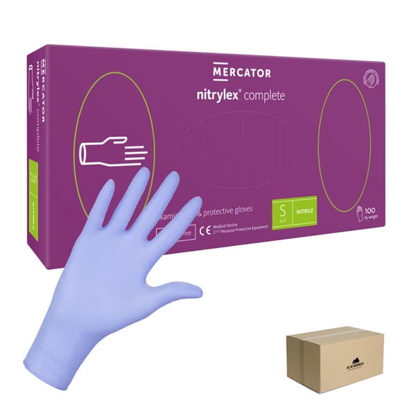 Nitrilhandsker S lilla Mercator Nitrylex Complete 100 stk. karton 10-pak