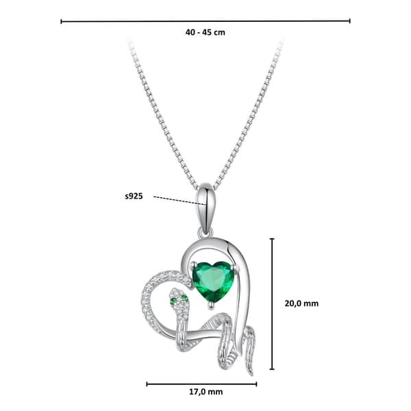 N076 Hjärta Orm Kristall Silver Justerbart Halsband