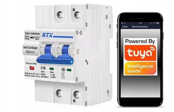 Styret sikring 2x 16A ZigBee TUYA En-måling