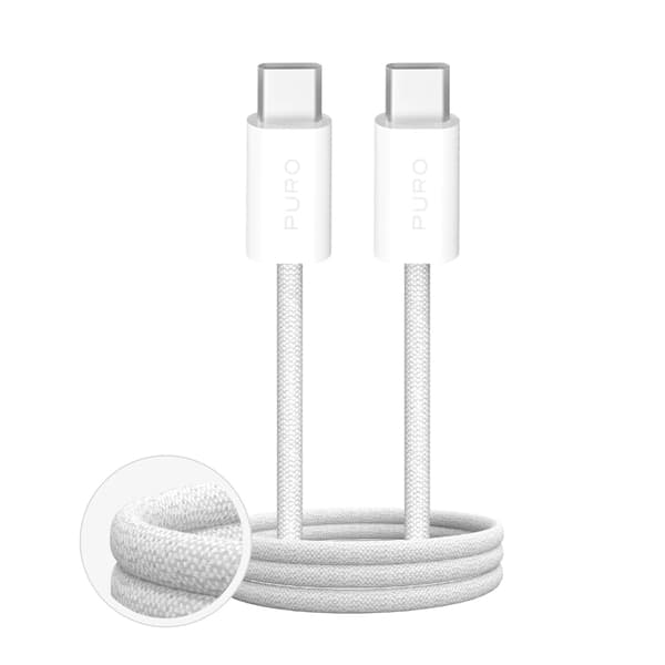Puro Fabrik 4 240W flätad USB-C-kabel - USB-C 1m - Vit