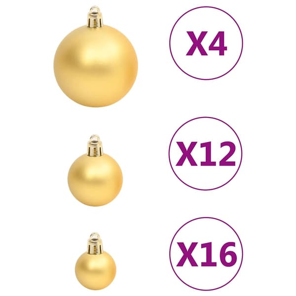 vidaXL julekuglesæt med 111 dele, guld, polystyren