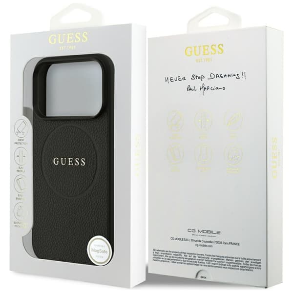 Guess Grained Ring MagSafe - iPhone 17 Pro-skal (svart)