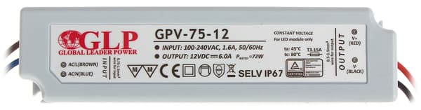 Skiftestrømforsyning 12V/6A/GPV