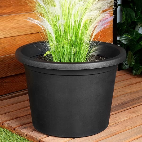 plastträdgårdskruka svart rund 39 cm