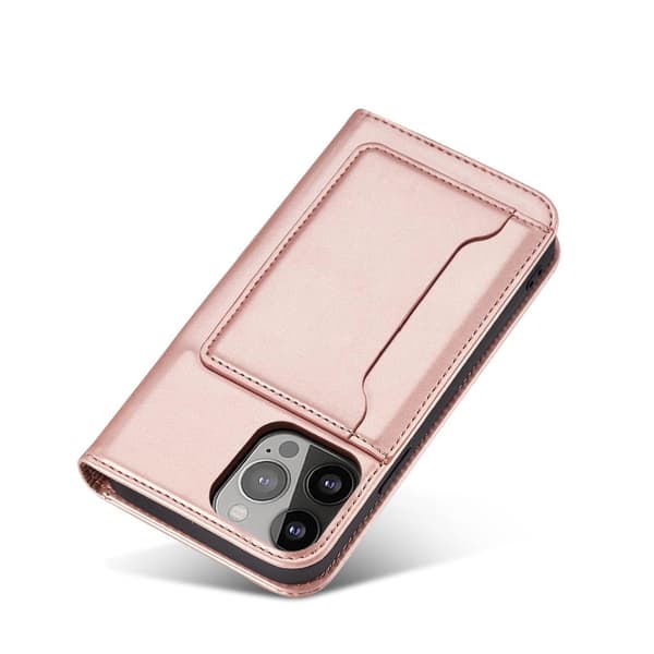 Magnet Kortcover iPhone 14 Pro Flip Pung Lyserød