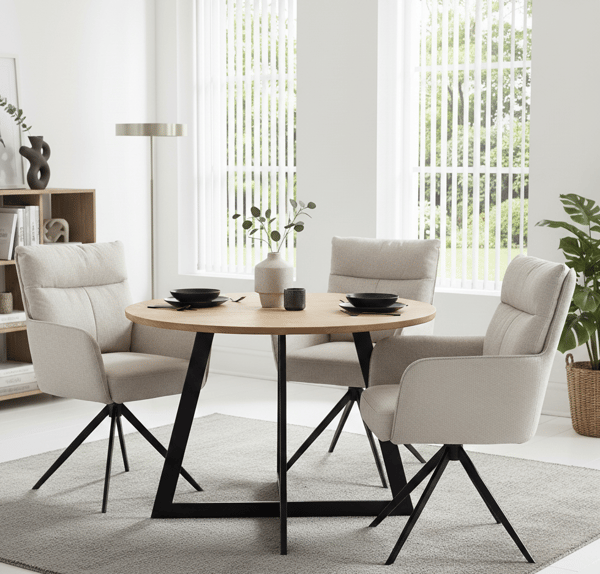 ELDO snurrstol klädd i beige tyg