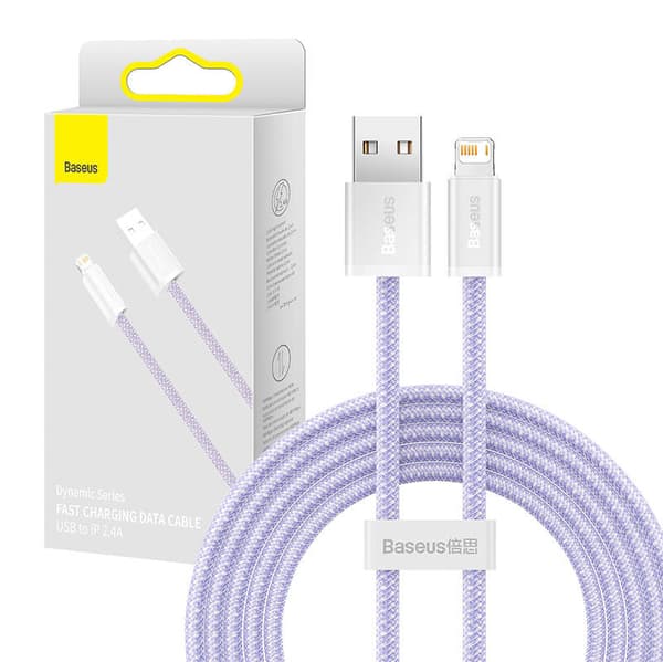 Baseus Dynamisk USB till Lightning-kabel, 2.4A, 2m (Lila)
