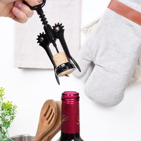Proptrækker til vin metal sort 16 cm